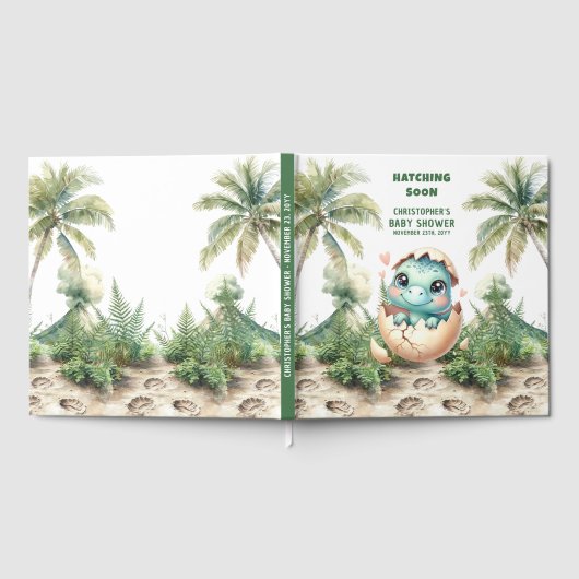 ハッチングイーンパーソナライズされた男の赤ちゃんメモリ帳 ゲストブック (全面)