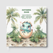 ハッチングイーンパーソナライズされた男の赤ちゃんメモリ帳 ゲストブック (正面)