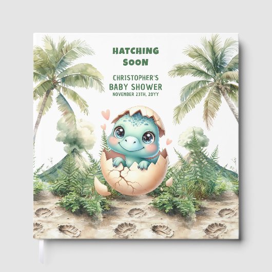 ハッチングイーンパーソナライズされた男の赤ちゃんメモリ帳 ゲストブック (正面)