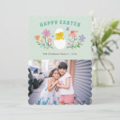 ハッチングフローライースターホリディフォトカード – ミント 招待状 (スタンド正面)