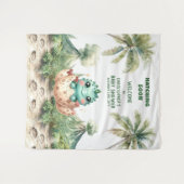 ハッチングマンスーン赤ちゃんシャワーのバナーブルー恐竜 タペストリー (正面(横))