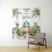 ハッチングマンスーン赤ちゃんシャワーのバナーブルー恐竜 タペストリー (インサイチュ)