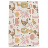 ハッチングマンスーン鶏の花柄 ミディアムペーパーバッグ (正面)