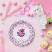 "ハッチングマーン"ピンクの恐竜の赤ちゃんシャワー ペーパープレート (パーティー)