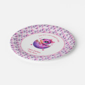 "ハッチングマーン"ピンクの恐竜の赤ちゃんシャワー ペーパープレート (アングル)