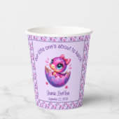 "ハッチングマーン"紫色の恐竜の赤ちゃんシャワー 紙コップ (正面)