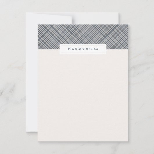 ハッチング文房具 – ネイビー ノートカード (正面)