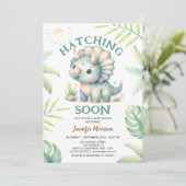 ハッチング!トリケラトプス恐竜の赤ちゃんシャワー 招待状 (スタンド正面)