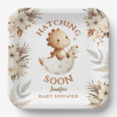 ハッチング！ボホニュートラル恐竜の赤ちゃんシャワー ペーパープレート (正面)