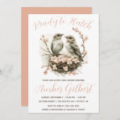 ハッチ準備ができて、巣の鳥の赤ちゃんシャワー 招待状 (正面/裏面)