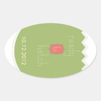 「ハッチ準備」赤ちゃんシャワー楕円シール 楕円形シール