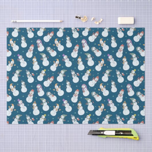 ハッツブルーのキッズクリスマスかわいい雪だるま 薄葉紙 (クラフト)