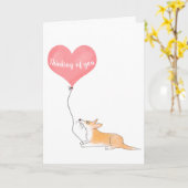 ハッティコーギー&風船 あなたのことを想ってるカード カード (黄色い花)