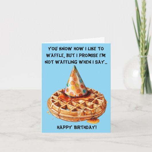 ハットおもしろい付きワッフル誕生日メッセージ カード (正面)