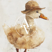 ハットでアヒルの絵の気まぐれなアヒル素朴 ポスター