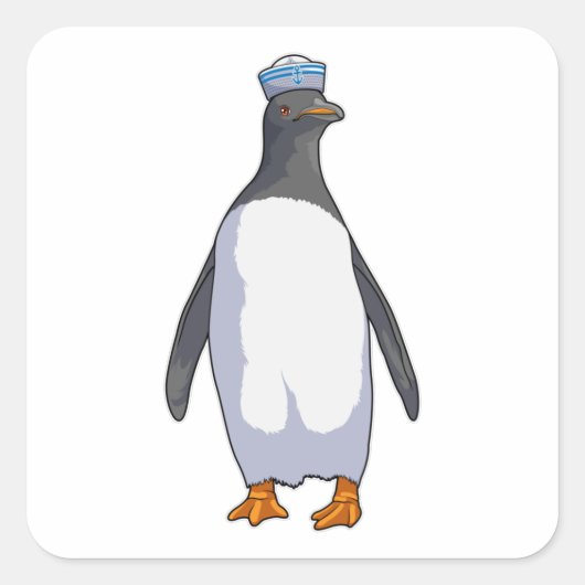 ハットでセーラーのペンギン スクエアシール (正面)
