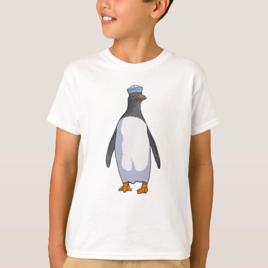 ハットでセーラーのペンギン Tシャツ (正面)