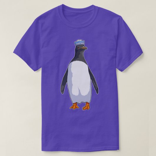 ハットでセーラーのペンギン Tシャツ (デザイン正面)