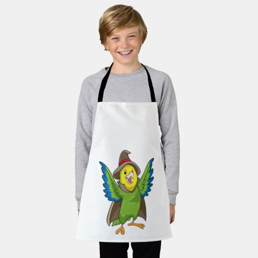 ハットで魔法使いとしてオウム エプロン (着用した状態)