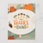 ハットとカボチャとパインの幸せな感謝祭 シーズンポストカード (正面)