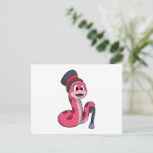 ハットと歩くスティックの紳士としてのヘビ ポストカード (スタンド正面)