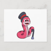 ハットと歩くスティックの紳士としてのヘビ ポストカード (正面)