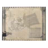 ハットと黒猫スカルを備えたハロウィーンヴィンテージ ノートパッド (正面)