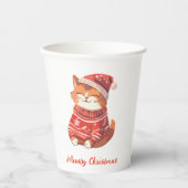 ハットに可愛い猫とミョイのクリスマスホリデー 紙コップ (正面)