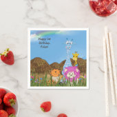 ハットを持つハッピーバースデーのジャングル動物 スタンダードカクテルナプキン (インサイチュ)