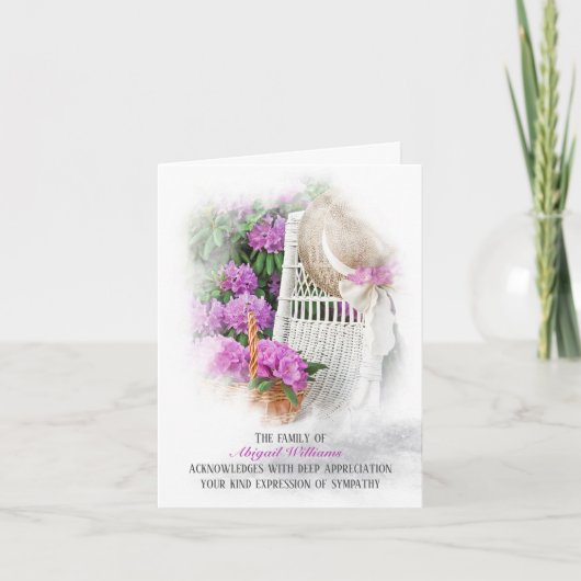 ハットアンドバスケットインアザレアガーデン悔やみや弔慰 サンキューカード (正面)