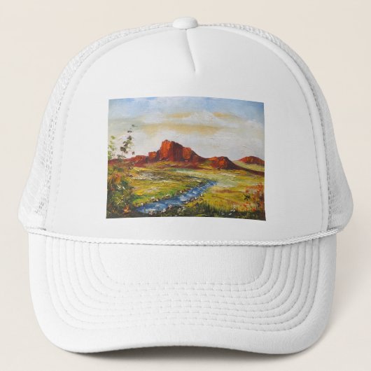 ハットアン絵画ヘイズレッドロックカニャン キャップ (正面)