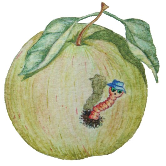 ハットイラストレーションにマグゴおもしろいを入れた緑のリンゴ Tシャツ