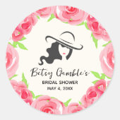 ハットウォーター色バラダービーブライダルシャワー ラウンドシール (正面)
