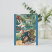 ハットオフと七面鳥の感謝祭のヴィンテージ少年 ポストカード (スタンド正面)