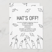 ハットオフ、卒業モダンパーティー 招待状 (正面/裏面)