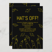 ハットオフ、卒業モダンパーティー 招待状 (正面/裏面)