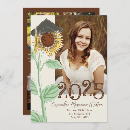 ハットカントリーによるひまわり卒業発表 招待状 (正面/裏面)