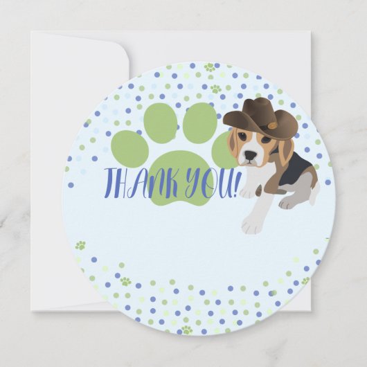 ハットキッズの可愛いビーグル子犬サンキューカード サンキューカード (正面)