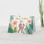 ハットクリスマスカードに入った熱帯サンタ サンキューカード (正面)