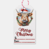 ハットクリスマスラベルの喜びの牛 ギフトタグ (裏面)