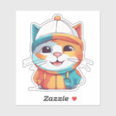 ハットクリップアートを着た笑顔の猫–78199 シール (シート)