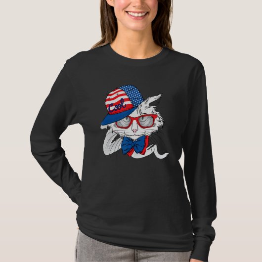 ハットクールアニマル女の愛男性へ猫 Tシャツ (正面)