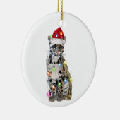 ハットスカフクリスマスで曇ったヒョウ セラミックオーナメント (右)