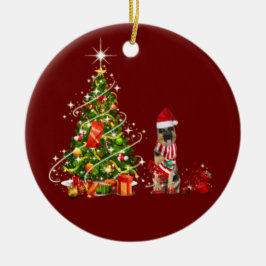 ハットスカフクリスマスのドイツの羊飼い セラミックオーナメント