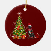 ハットスカフクリスマスを持つ杖のコルソ セラミックオーナメント (正面)