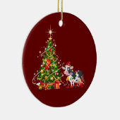 ハットスカフクリスマス付き牛 セラミックオーナメント (右)