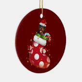 ハットソッククリスマス付きロットワイラー セラミックオーナメント (右)