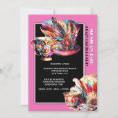 ハットティーパーティーフェスティバル仮装フェザーピンク 招待状 (正面)