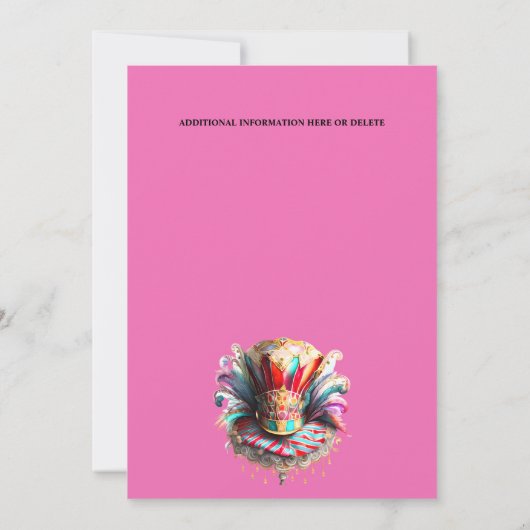 ハットティーパーティーフェスティバル仮装フェザーピンク 招待状 (裏面)