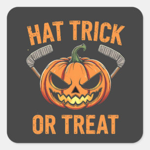 ハットトリックまたはハロウィン不気味アイスホッケー スクエアシール